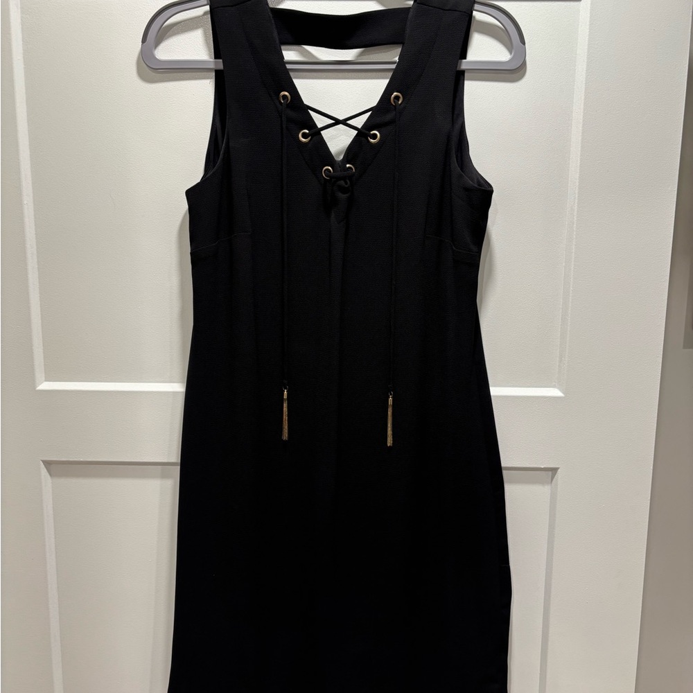 INC International Concepts Black Sheath Mini Dress V-Neck Sleeveless